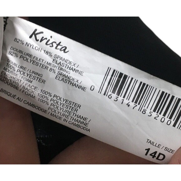 Vermont Country Store Swimsuit Women's Size 14 D Blue Black One Piece - Picture 6 of 6